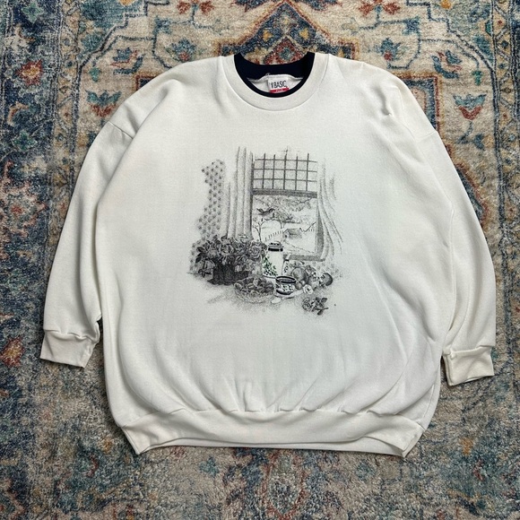Vintage Window Birds Nature Crewneck Size XXL - Picture 1 of 5